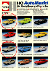 Automarkt 1/1978 Werbeblatt einseitig mit den ersten 6 Modellen